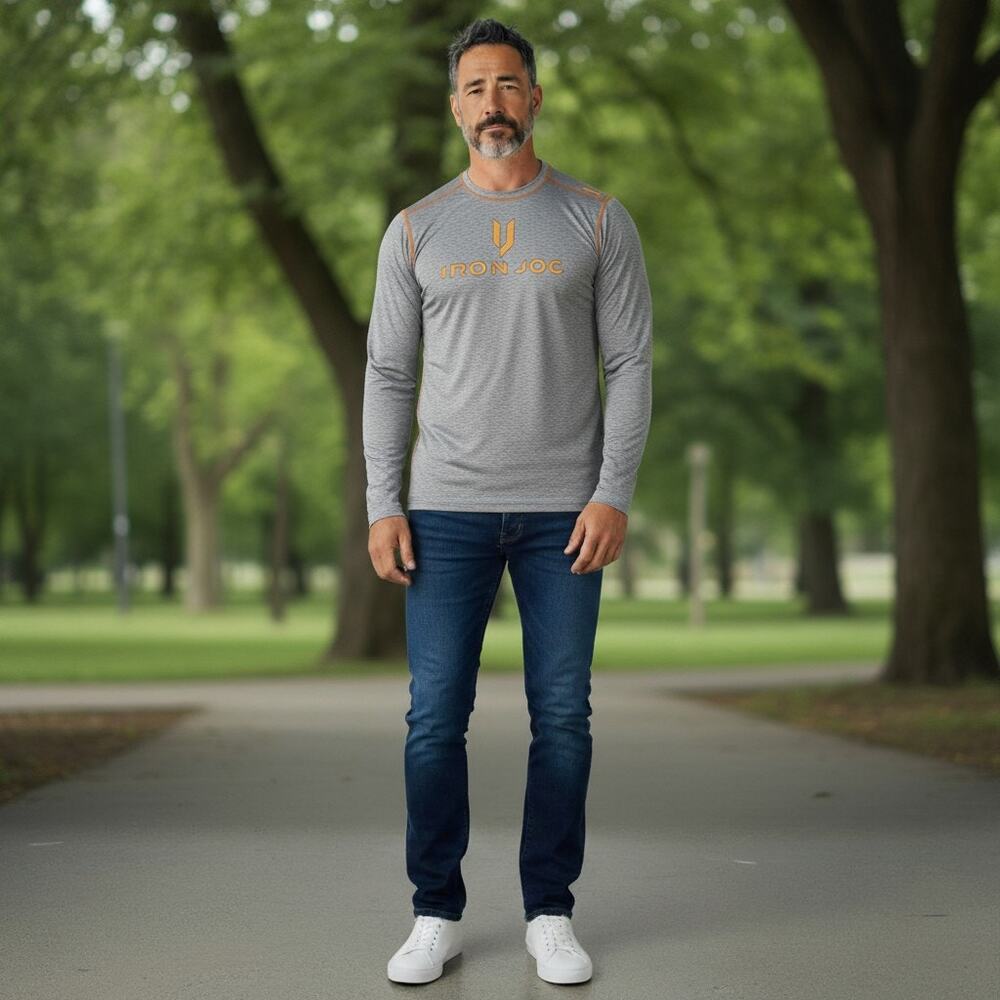 Iron Joc Mens Gray Orange Pullover Sweatshirt XL Long Sleeve